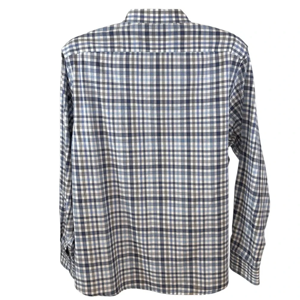 Flag & Anthem MadeFlex Mens XL Blue Gingham Plaid Button Down Shirt SP22WS090